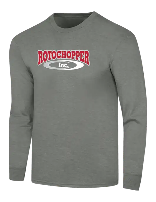 Simply Soft Long Sleeve Heathered Charcoal 4.5 oz, Poly/Combed Ring Spun Cotton T-Shirt w/Rotochopper Logo