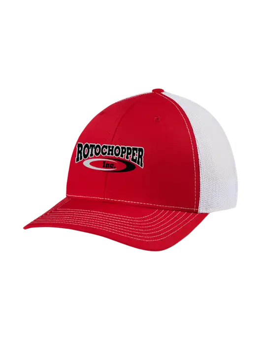 Richardson Adjustable Snapback Original 112 Trucker Cap Red w/White Mesh w/Rotochopper Logo