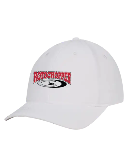 White Nylon Twill Performance Cap w/Rotochopper Logo