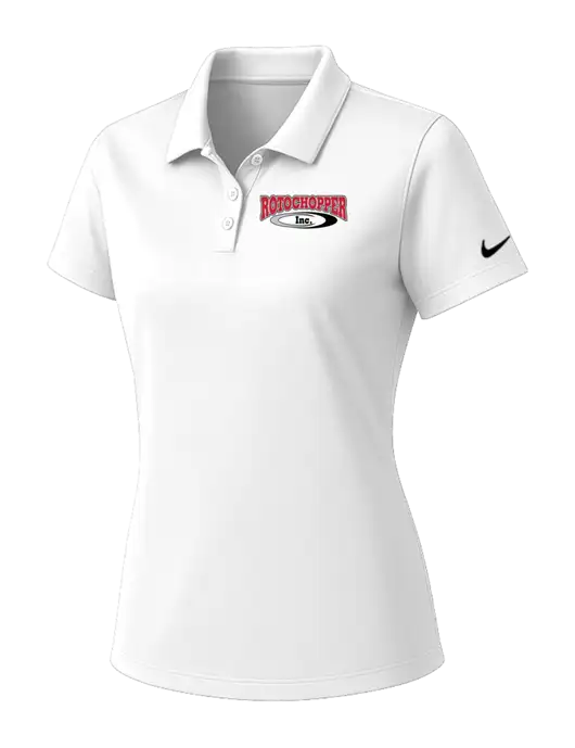 Nike Womens White Dry Essential Solid Polo w/Rotochopper Logo