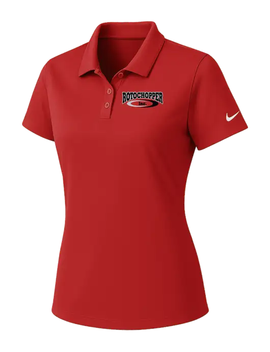 Nike Womens Red Dry Essential Solid Polo w/Rotochopper Logo