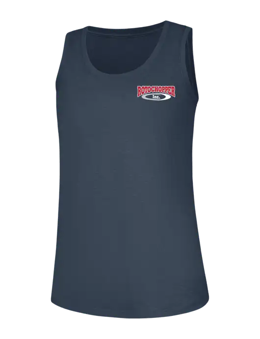 Womens Navy Frost Perfect Tri Racerback Tank w/Rotochopper Logo