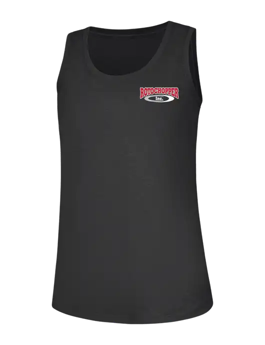 Womens Black Frost Perfect Tri Racerback Tank w/Rotochopper Logo