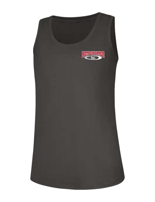 Womens Dark Grey Heather Perfect Tri Racerback Tank w/Rotochopper Logo