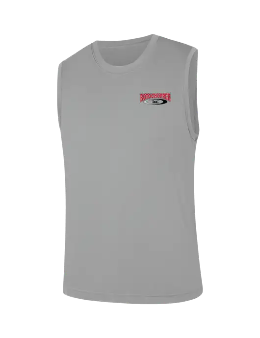 Sleeveless Light Grey PosiCharge Competitor Tee w/Rotochopper Logo