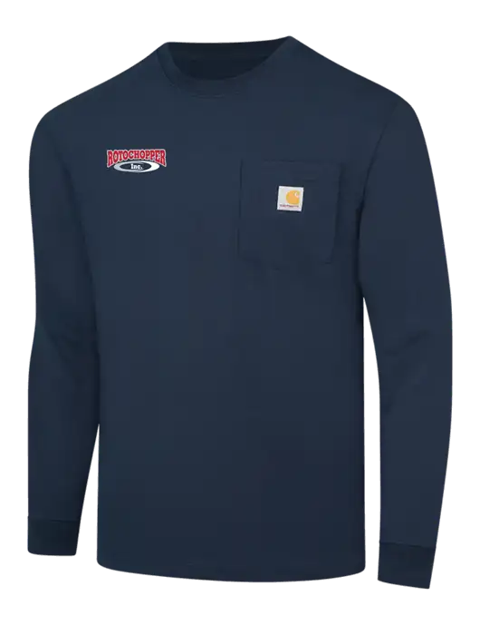 Carhartt Navy Workwear Pocket Long Sleeve T-Shirt w/Rotochopper Logo