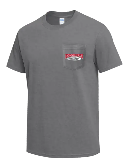 Medium Grey Heather Heavyweight 6.1 oz Pocket T-Shirt w/Rotochopper Logo