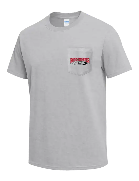 Light Grey Heather Heavyweight 6.1 oz Pocket T-Shirt w/Rotochopper Logo