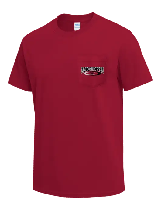 Red Heavyweight 6.1 oz Pocket T-Shirt w/Rotochopper Logo