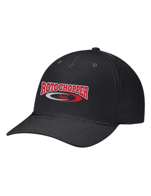 Richardson Laser Perf Performance Black/Black-Grey Rope Cap w/Rotochopper Logo