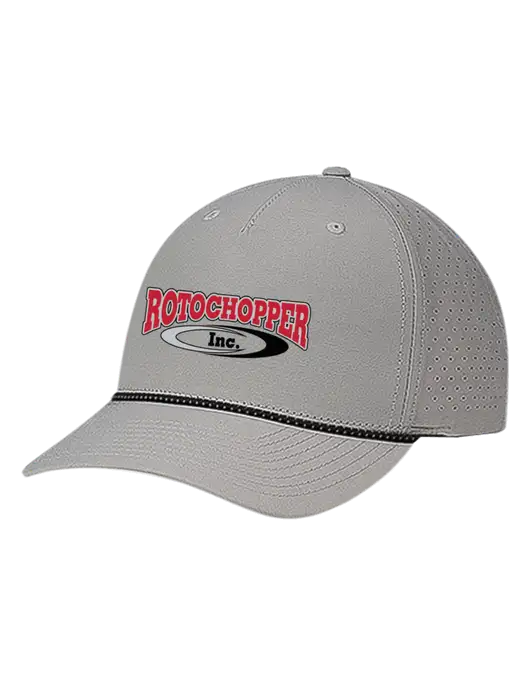 Richardson Laser Perf Performance Light Grey/Black-Grey Rope Cap w/Rotochopper Logo