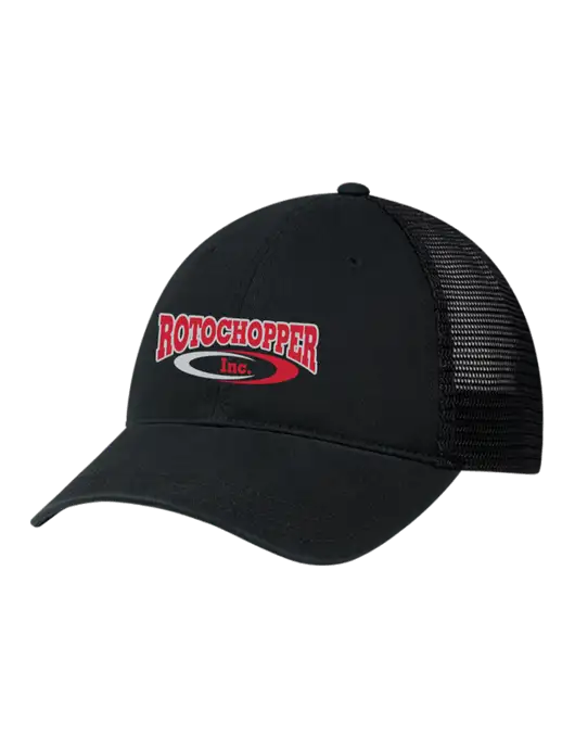 Richardson 111 Garment Washed Trucker Cap Black w/Black Mesh w/Rotochopper Logo