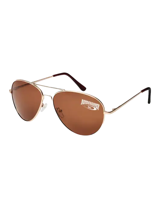 Aviator Coffee Brown with Gold Sunglasses  w/Rotochopper Logo