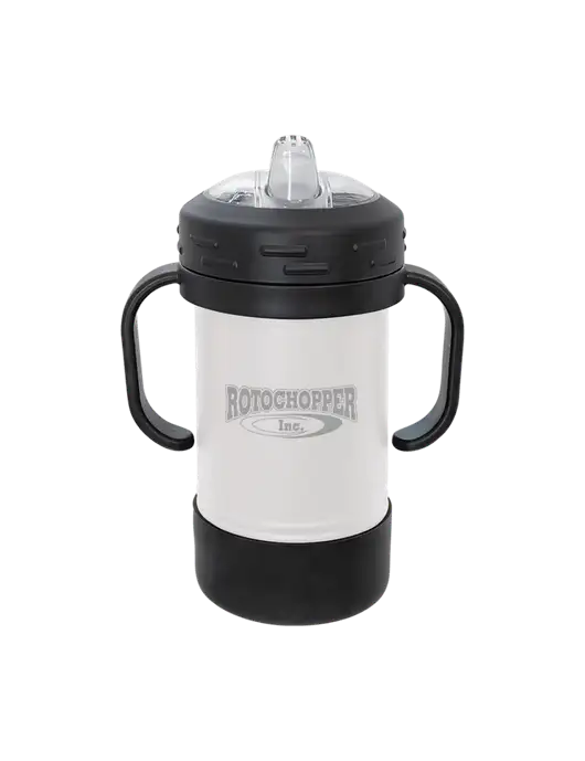 Polar Camel 10 oz Powder Coated White Sippy Cup w/Rotochopper Logo