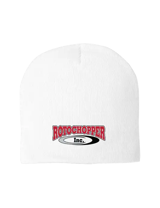 Solid White Element Knit Beanie w/Rotochopper Logo