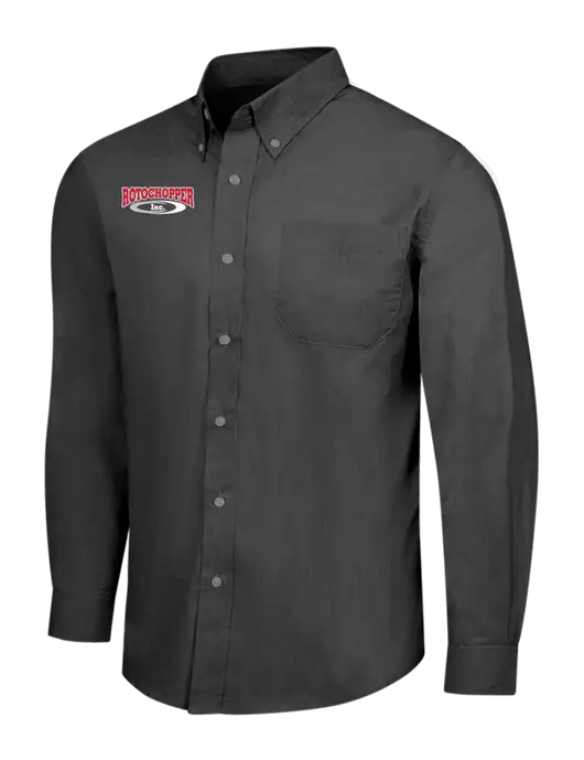 Soft Black Crosshatch Easy Care Shirt w/Rotochopper Logo