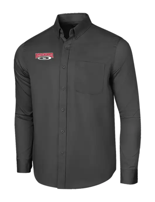 Long Sleeve Dark Grey Superpro React Twill Shirt w/Rotochopper Logo