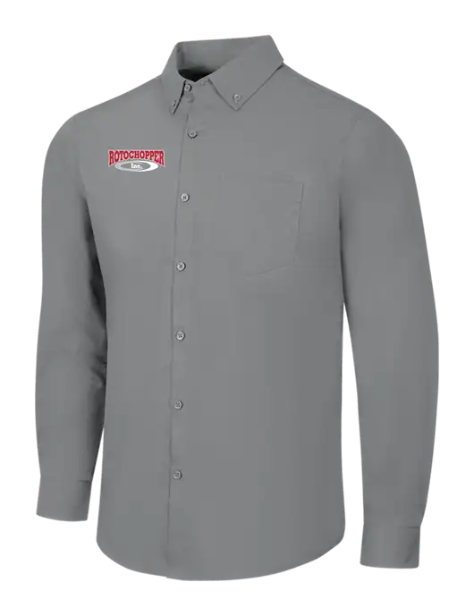Medium Grey Long Sleeve Carefree Poplin Shirt w/Rotochopper Logo