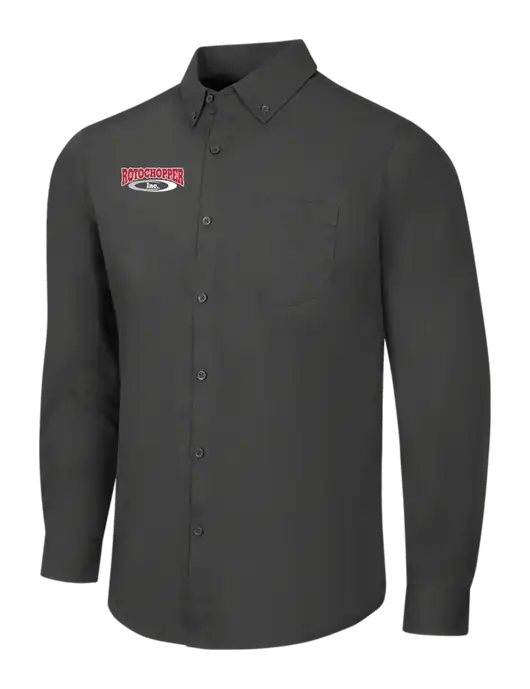 Dark Grey Long Sleeve Carefree Poplin Shirt w/Rotochopper Logo
