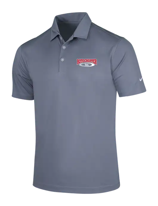 NIKE Medium Grey Dri-Fit Vertical Mesh Polo w/Rotochopper Logo