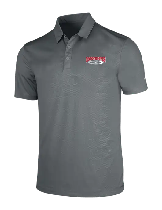NIKE Medium Grey Dri-Fit Embossed Tri-Blade Polo w/Rotochopper Logo