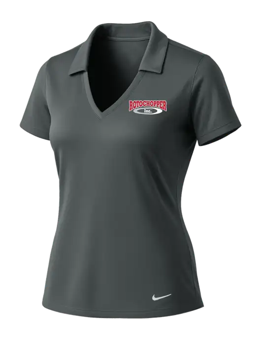 NIKE Dark Grey Womens Dri-Fit Vertical Mesh Polo w/Rotochopper Logo