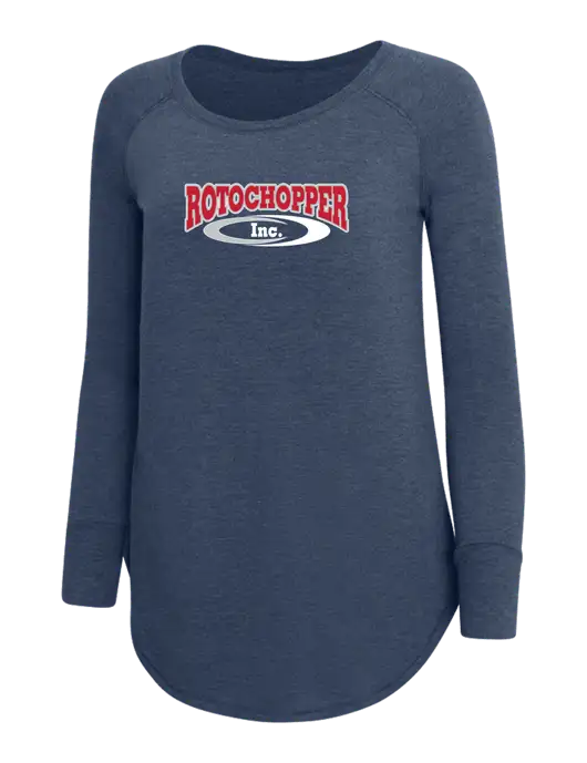 Womens Perfect Wide Collar Tunic Tri-Blend Navy Frost 4.5 oz T-Shirt w/Rotochopper Logo