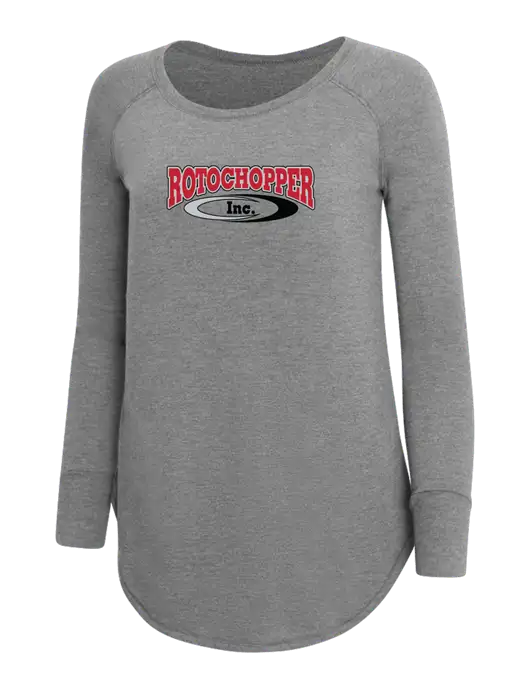Womens Perfect Wide Collar Tunic Tri-Blend Grey Frost 4.5 oz T-Shirt w/Rotochopper Logo