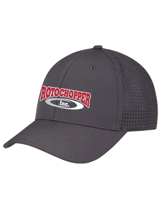 Charcoal Performance Stretchable Cap Hook & Loop w/Rotochopper Logo
