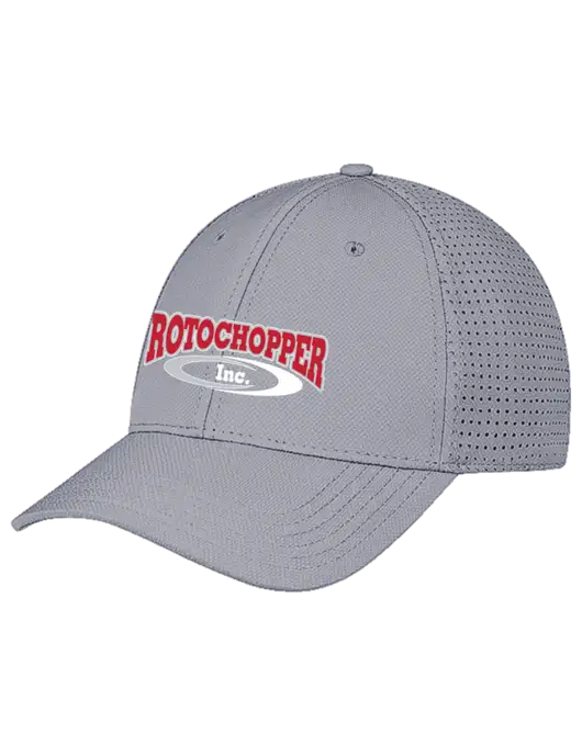 Grey Performance Stretchable Cap Hook & Loop w/Rotochopper Logo