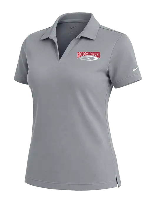 NIKE Medium Grey Womens Dri-Fit Micro Pique Polo w/Rotochopper Logo