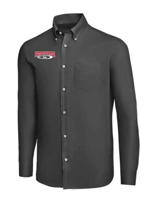 Brooks Brothers Dark Grey Wrinkle-Free Stretch Nailhead Shirt w/Rotochopper Logo