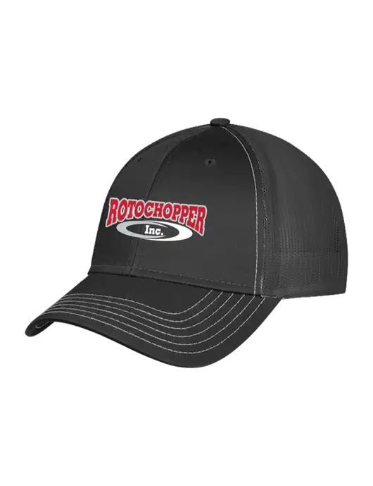Charcoal Grey Mesh Trucker Cap Snap Back w/Rotochopper Logo