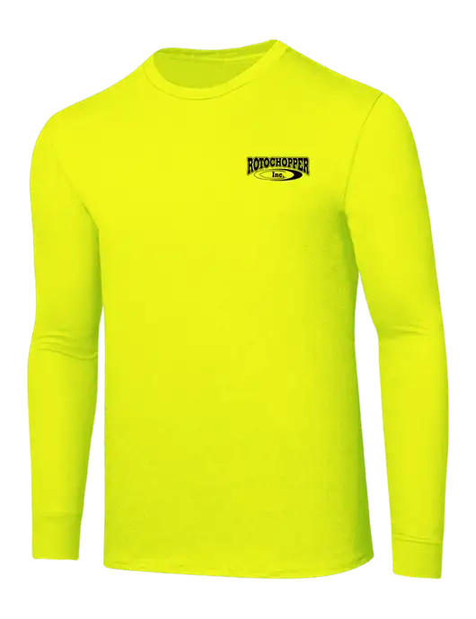 Core Blend Safety Yellow Long Sleeve Tee w/Rotochopper Logo